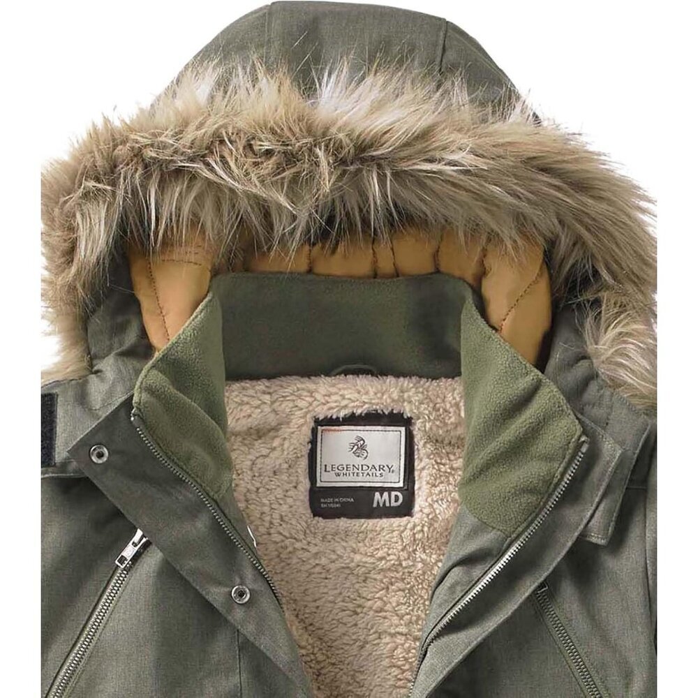 Women's Light Army Green Water Hooded Faux Fur Winter Warm Vest Jacket Coats - Picture 4 of 7